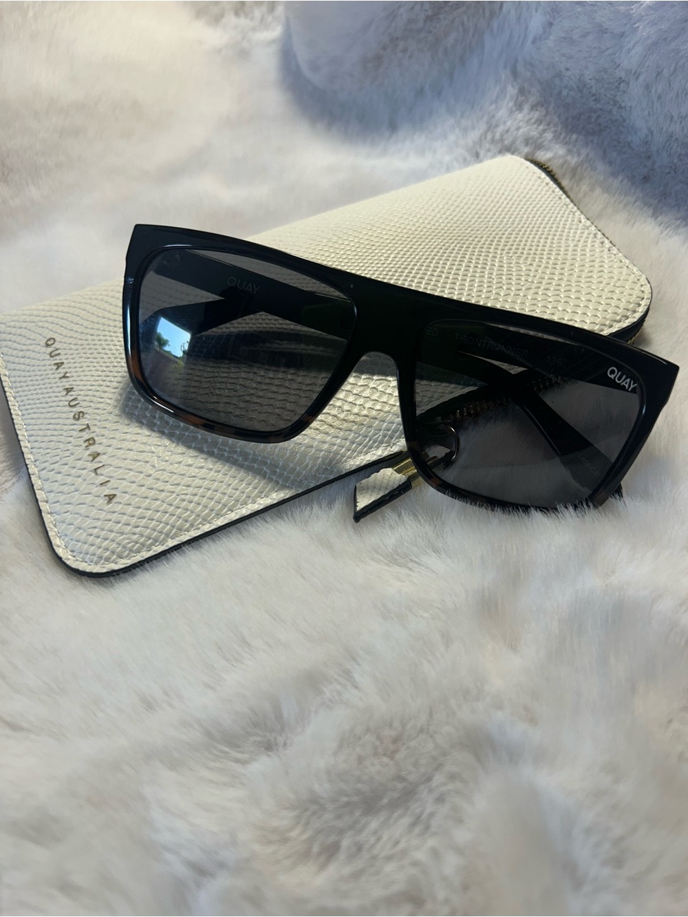 Quay Australia Black Oversized Square Sunglasses with Dark Gradient Lenses
